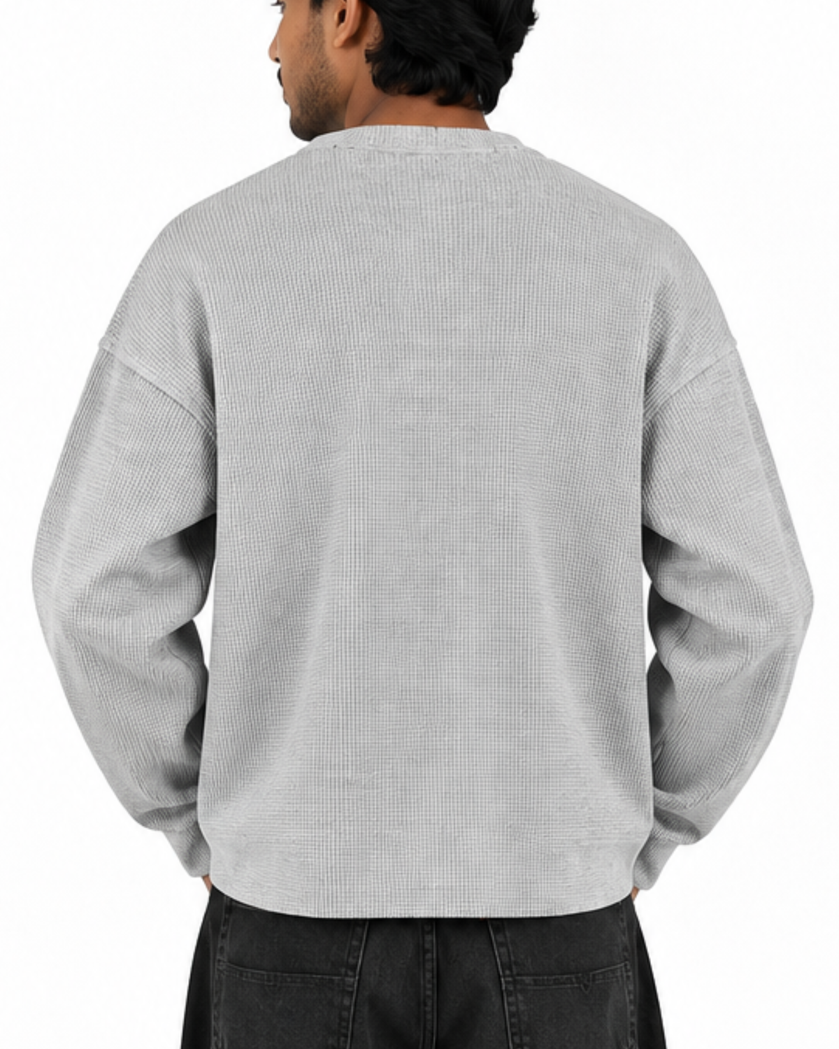 Boxy Fit Waffle Grey Melange Tee
