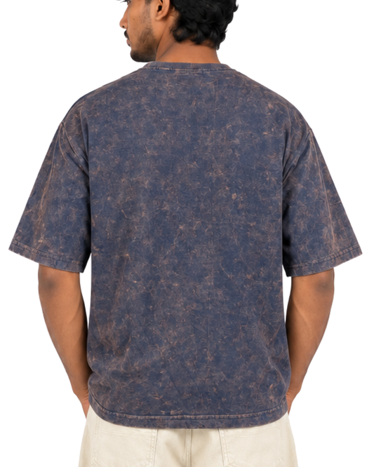 Boxy Fit Navy Nova Oversize Tees (Acid Wash)
