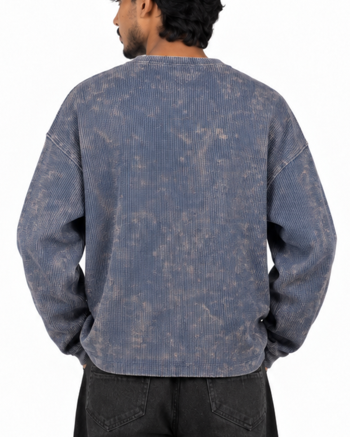Boxy Fit Waffle Navy Tee (Acid Wash)