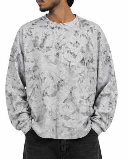 Boxy Fit Waffle Grey Melange Tee (Acid Wash)