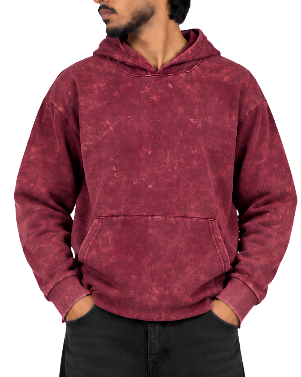⁠Maroon Acid Washed Hoodie