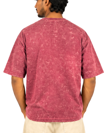 Boxy Fit Maroon Nova Oversize Tees (Acid Wash)