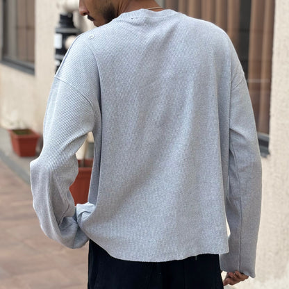 Boxy Fit Waffle Grey Melange Tee