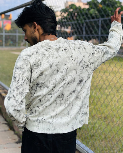 Boxy Fit Waffle Off White Tee (Acid Wash)