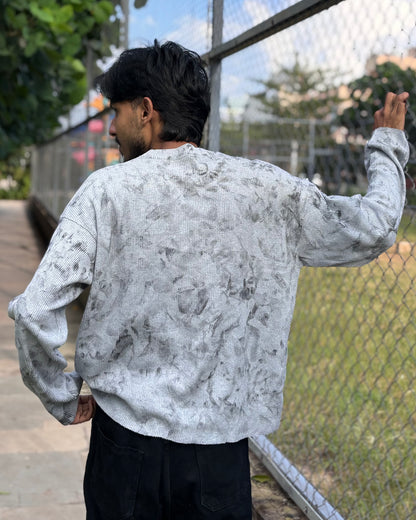 Boxy Fit Waffle Grey Melange Tee (Acid Wash)